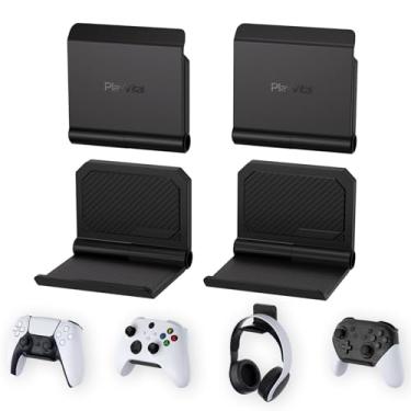 Imagem de PlayVital Pacote com 4 suportes dobráveis para controle de parede para fones de ouvido PS5 PS4 Xbox Switch Pro, acessórios universais para jogos, organizador de fone de ouvido, suporte de fone de