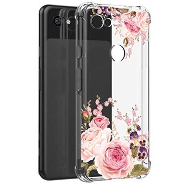 Imagem de Capa para celular Pixel 3a XL, Pixel 3 Lite XG com flores, Ueokeird Slim à prova de choque, estampa floral transparente, macia, flexível, TPU traseira para Google Pixel 3a XL, rose flower-3AXL
