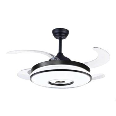 Imagem de Ventilador de teto Retrátil Bivolt com 4 pás caixa de som Bluetooth. -