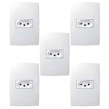 Imagem de Kit 5 Conjuntos Tomada 10A 4X2 Branca Pial Plus 615080Bc