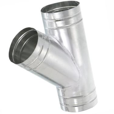 Imagem de Divisor de duto Wye de 12 cm, conector de 3 vias de 45 graus, adaptador de ventilação de secador HVAC de aço galvanizado resistente para ventilador de exaustão e duto de mangueira de ventilação