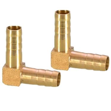 Imagem de 2 peças de encaixe de emenda de farpa de latão em forma de L, encaixe de mangueira de farpa de 10 mm, combustível de água e gás de ar, conector de 90 graus.