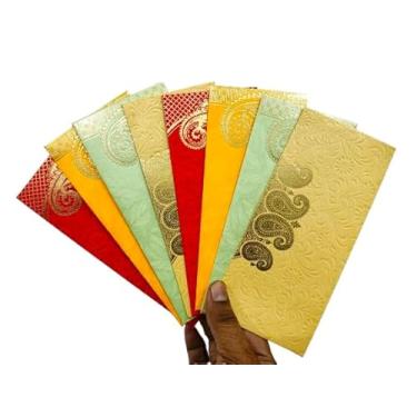 Imagem de Envelopes de dinheiro para Shagun Envelope Presente Dinheiro Cartão Convite Porta-Dinheiro Li_fafa Mailers Ouro Prata Estampagem Multi Color Natal, Diwali, Casamento, Aniversário (pacote com 50)