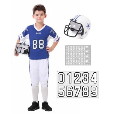 Imagem de aicoaub Conjunto de uniforme de futebol infantil para meninos e meninas com números de capacete, alfabeto