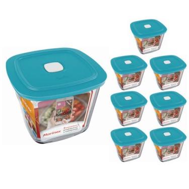 Imagem de Pote De Vidro Marinex Quadrado Alto Facilita C/ Tampa 1L 7Un - NADIR F