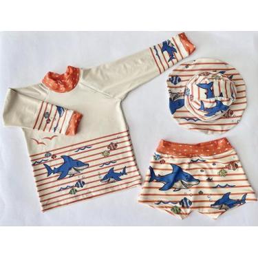 Imagem de conjunto UV infantil tubarão - Nascer do sol, 2