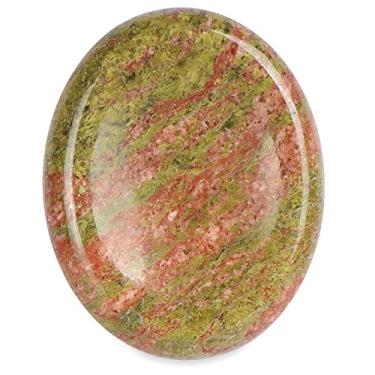 Imagem de LEADGEM Pedra de cristal Unakite de 5 cm para ansiedade, cristais de cura epidoto, pedra preciosa de bolso para estresse, 5 cm
