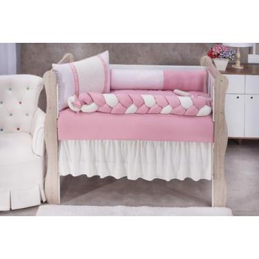 Imagem de Kit enxoval para berço microfibra - modelo meia trança (julia) florzin