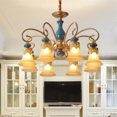 Imagem de Lâmpada Pendente Lustre LED Retro Cerâmica (C 3 Luzes) - Para Sala De Estar, Quarto, Estudo, Restaurante, Hotel, Café & Villa (Eu A 8 Luzes)