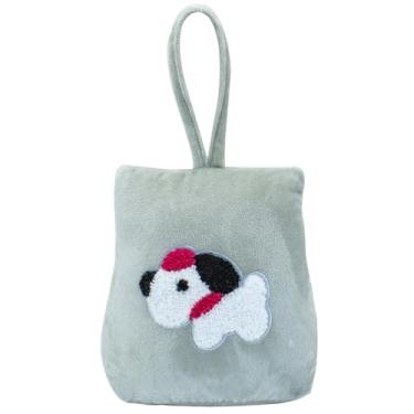 Imagem de CERAYOU Batente de porta decorativo pesado, batente de porta trapézio resistente com alça, protetores de parede de batente de piso de porta de tecido macio, cachorro cinza claro