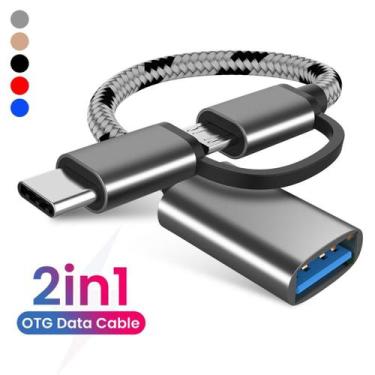 Imagem de 2 Em 1 Cabo Adaptador USB OTG Tipo C Micro Para Interface Linha De Cab