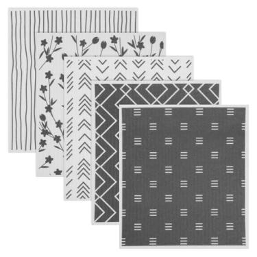 Imagem de 5/6/12 peças pano de prato sueco ecológico biodegradável para cozinha esponja de celulose panos de limpeza reutilizável absorvente toalha de papel não arranha para limpeza de pratos (5)