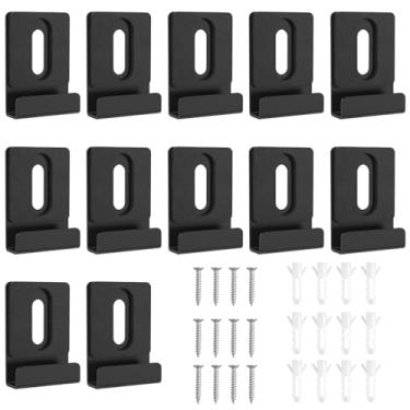 Imagem de LZVXTYM 12 peças de clipes de metal para suporte de espelho, ganchos de montagem de espelho sem moldura com parafusos e almofadas de borracha, suportes de espelho em forma de J, clipes de retenção