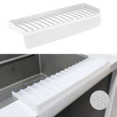 Imagem de Protetores de borda de pia de silicone - acessórios multifuncionais, protetor de respingos e tapete de drenagem para cozinha, pia de banheiro, aço, granito, bancadas de quartzo (transparente, 10 x 35