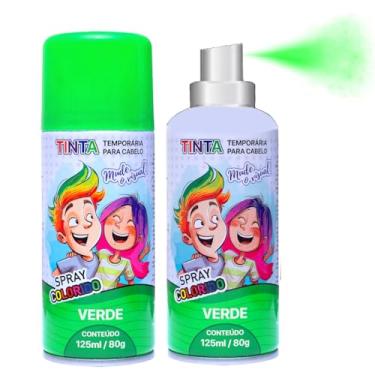 Imagem de 2 Tintas Spray Cabelo Maluco Lavável Carnaval Infantil Verde