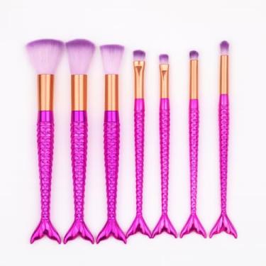 Imagem de Kit 10 Pincel De Maquiagem Sereia- QHS (Lilás)