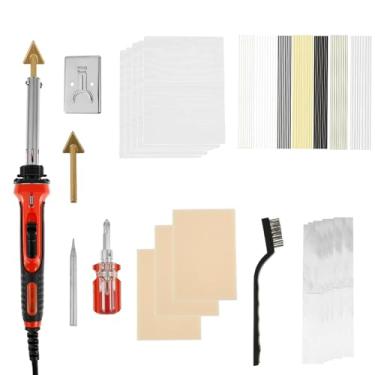 Imagem de Kit de solda de plástico de 100 W com ponta de ferro de solda e 7 tipos de hastes de plástico, ferramenta profissional de reparo de superfície para reparo de para-choques de carro, painel, caiaque