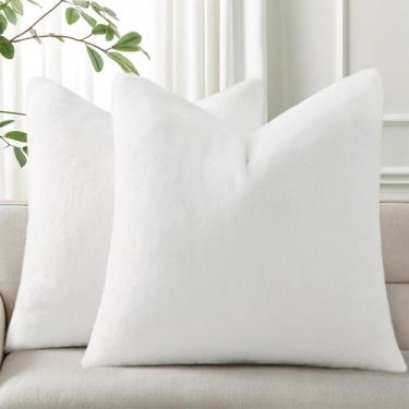 Imagem de Capas de almofada Pallene Faux Fur Plush 45,72 x 45,72 cm brancas