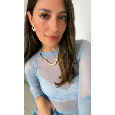 Imagem de Blusa Body Tule Feminina Transparente fina segunda pele moda - Envelop