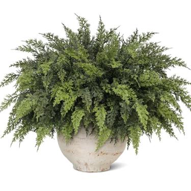 Imagem de Juxdp Ramos de cedro de Natal com toque real - 45,7 cm, ramo de cedro artificial, folhas de vegetação sintética, palitos de pinheiro para vaso, artesanato, guirlanda, guirlanda, Natal, decoração