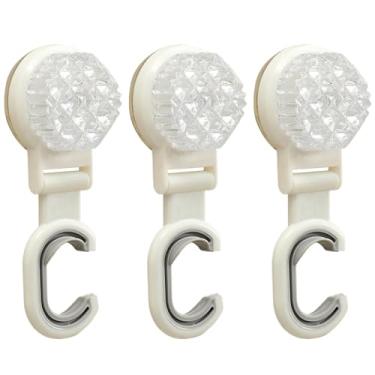 Imagem de 3 ganchos de esfregão com ventosa para chuveiro - suporte de vassoura montado na parede, sem broca, ganchos removíveis e reutilizáveis para ferramentas de limpeza, toalhas e muito mais (branco)