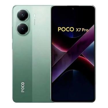 Imagem de lançamento 2025 Xiaomi Poco X7 pro verde  celular smartphone versao gl