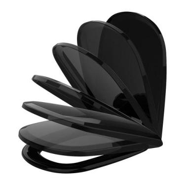 Imagem de Assento Sanitário Icasa Etna Soft Close Preto  Tampa de Vaso Anatômico