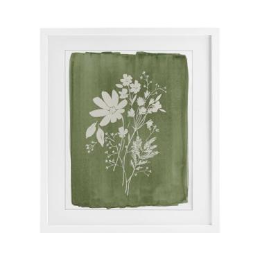 Imagem de Stupell Industries Flores silvestres em verde oliva branco impressão emoldurada sob vidro, design por Stephanie Ryan, 21 x 17