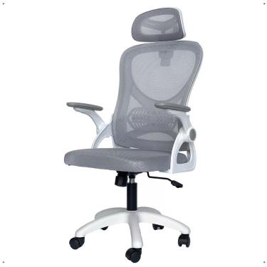 Imagem de Cadeira Presidente Giratória Ergonômica Assento Confortável Apoio Braços Estofado Office Escritório - Lojas RPM