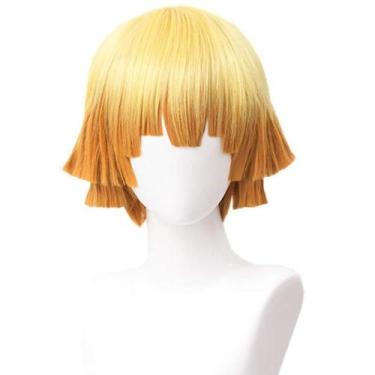Imagem de Peruca LABEAUTÉ Zenitsu Peruca de Cosplay Ajustável Amarela