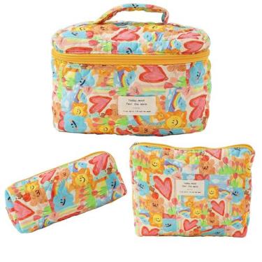 Imagem de Bolsa de maquiagem AMZMA, conjunto de bolsas de cosméticos de algodão 