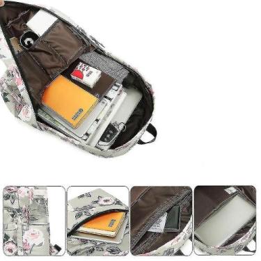 Imagem de Mochilas mochila preta mochila feminina impressão impermeável nylon bo