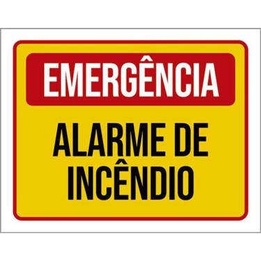 Imagem de Kit 5 Placas Emergência Alarme De Incêndio 36X46