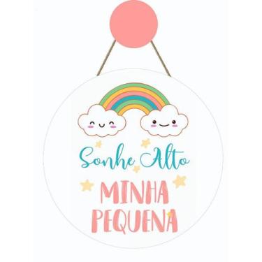 Imagem de Enfeite Porta Infantil Sonhe Alto Minha Menina com Nuvem e Arco-Íris P