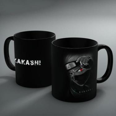 Imagem de Caneca Naruto Kakashi 100% Preta - Cerâmica de Alta Qualidade 325ml - 