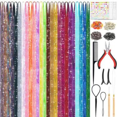 Imagem de Kit de enfeites de cabelo de fada LifeIsLuck 25 cores 5000 fios