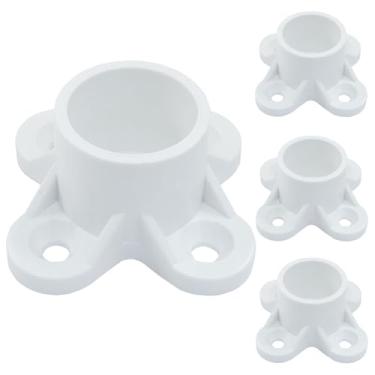 Imagem de BokWin 4 pacotes de flange de PVC de 1/2 polegada - acessórios de tampa de perna de mesa e tampas de abas de parafuso de móveis para projetos DIY resistentes: prateleiras de armazenamento, suportes