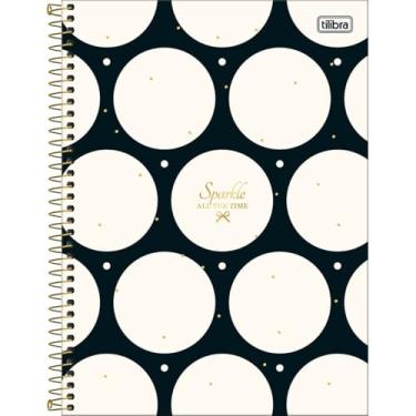 Imagem de Tilibra - Caderno Espiral Capa Dura Universitário Connect 10 Matérias West Village 160 Folhas - Fundo Preto Bolas Brancas