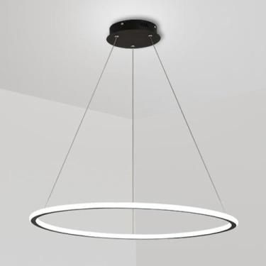 Imagem de Lustre nórdico LED redondo, luminária pendente moderna de teto, lustre com 3 modos de cores, luminária suspensa para sala de estar, sala de jantar, quarto e restaurante