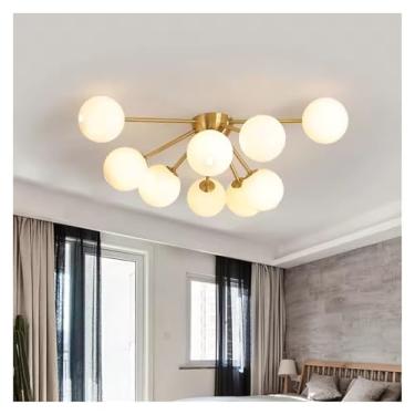 Imagem de Lustre de teto LED moderno para sala de estar, quarto, luz de teto de bola de vidro, decoração de casa, varanda, luminária interna