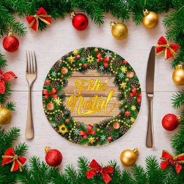 Imagem de Kit C/ 6 Capas Para Sousplat 35cm Natal Estampado Noel Mesa Posta (SNAT0100)