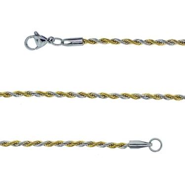 Imagem de Tornozeleira de Aço Corda Bicolor Prateada e Dourada IPG 23cm