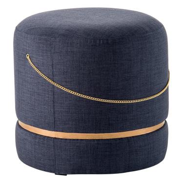 Imagem de Puff Decorativo Redondo Ryu Azul/Dourado - Gran Belo