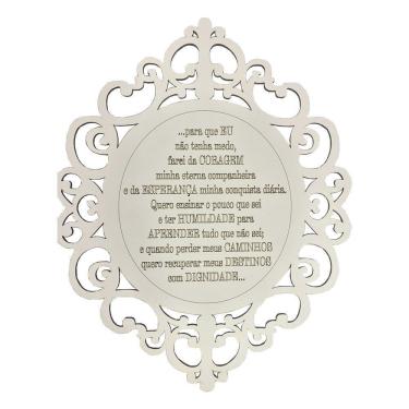 Imagem de Placa Decorativa Oracao Coragem Com Arabesco 25x20 Mdf 3mm Branco  - D'Rossi