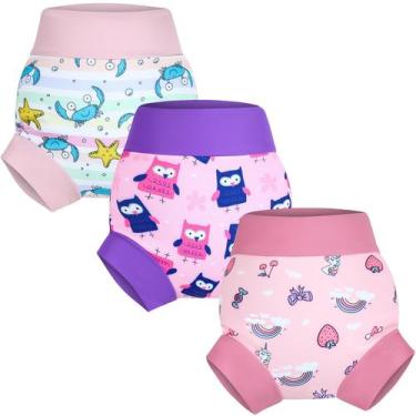 Imagem de Fraldas de natação para bebês MooMoo Baby, 3 peças, impermeáveis, reut