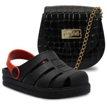 Imagem de Kit Bolsa E Sandalia Babuche Moda Feminina Infantil Leve K29-Feminino