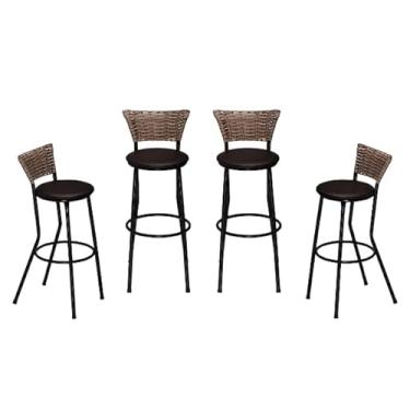Imagem de Banquetas Alta, Kit 4 Banco Banqueta Banco Alto Cozinha Americana Bancada Churrasco Balcão(Preto,Cappuccino)