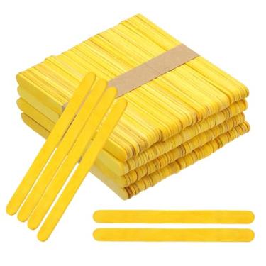 Imagem de PATIKIL Pacote com 200 bastões de artesanato, palitos de madeira de 11 cm para artesanato, sorvete, faça você mesmo, projetos de arte em casa, designs criativos, educação, amarelo