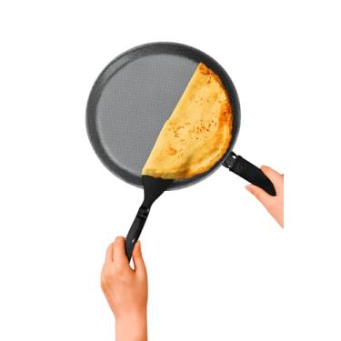 Imagem de Frigideira Panquequeira Antiaderente sem Oleo 22cm E 14cm, Perfeita para Preparar Suas Receitas Favoritas com Rapidez E sem Grudar(22CM - CINZA)