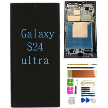Imagem de Para montagem de tela Samsung Galaxy S24 Ultra, tela LCD sensível ao toque, lente externa de vidro com moldura, peça de reparo de reposição (S9280) (preto)